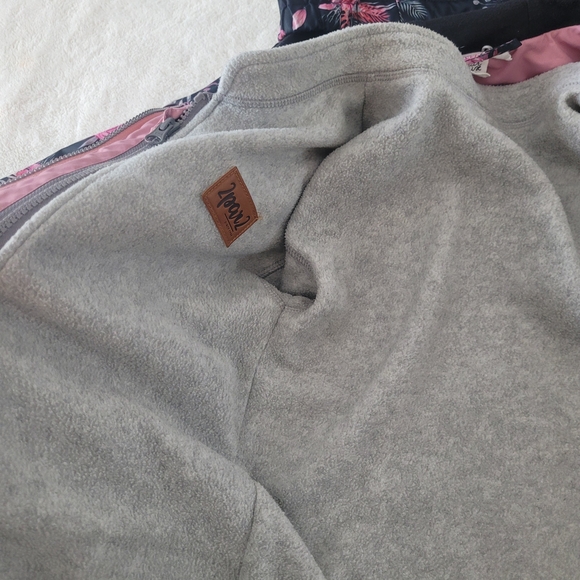 Deux par Deux Pink Floral Jacket Removable Fleece Lining 2 In 1 Coat Size 12 - Picture 4 of 9